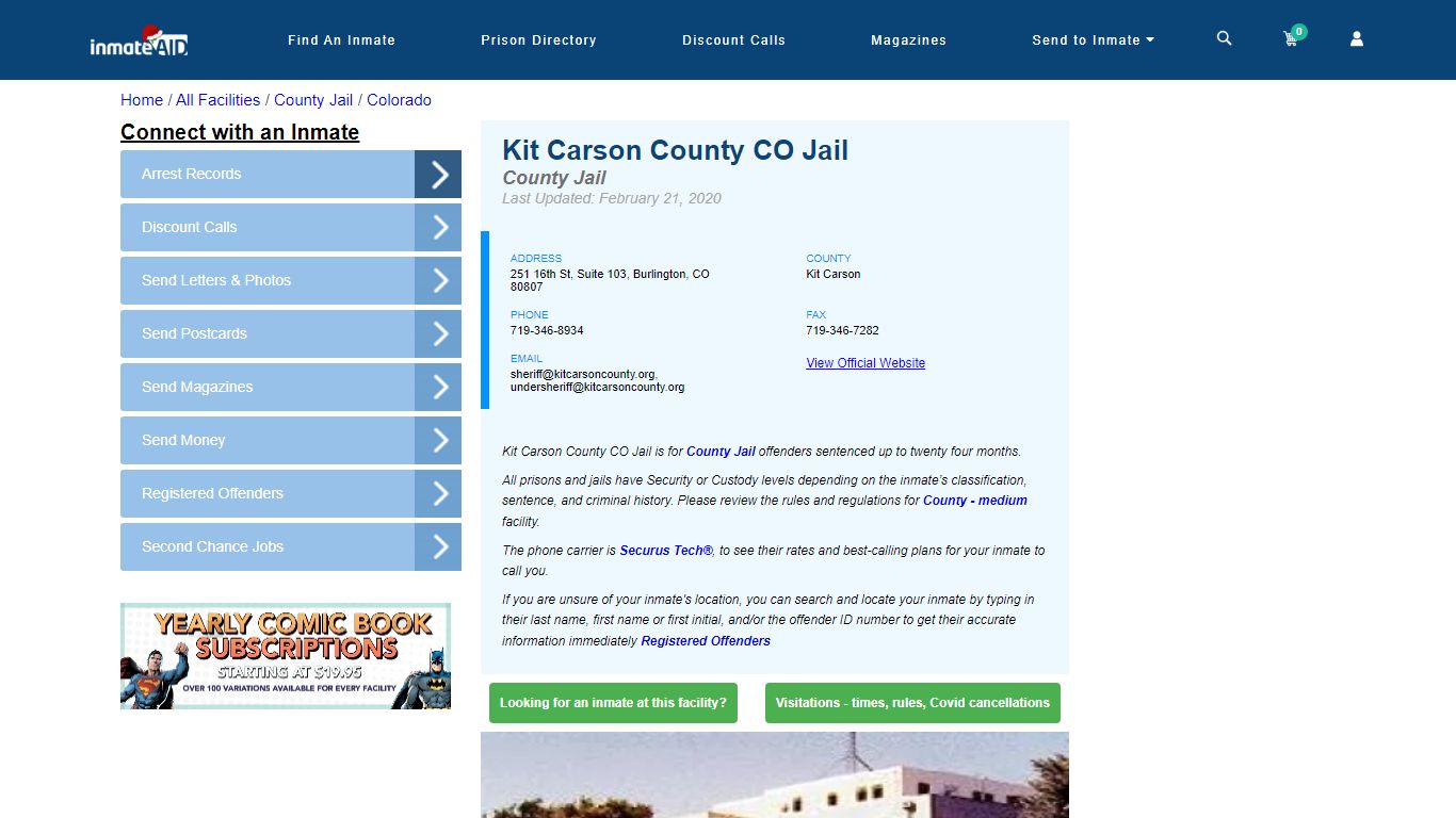 Kit Carson County CO Jail - Inmate Locator - Burlington, CO
