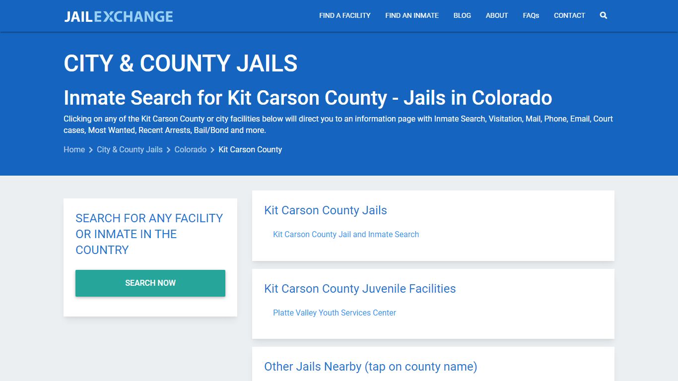 Inmate Search for Kit Carson County | Jails in Colorado - Jail Exchange